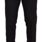 Dolce & Gabbana Black Striped Wool Formal 2 Piece Suit