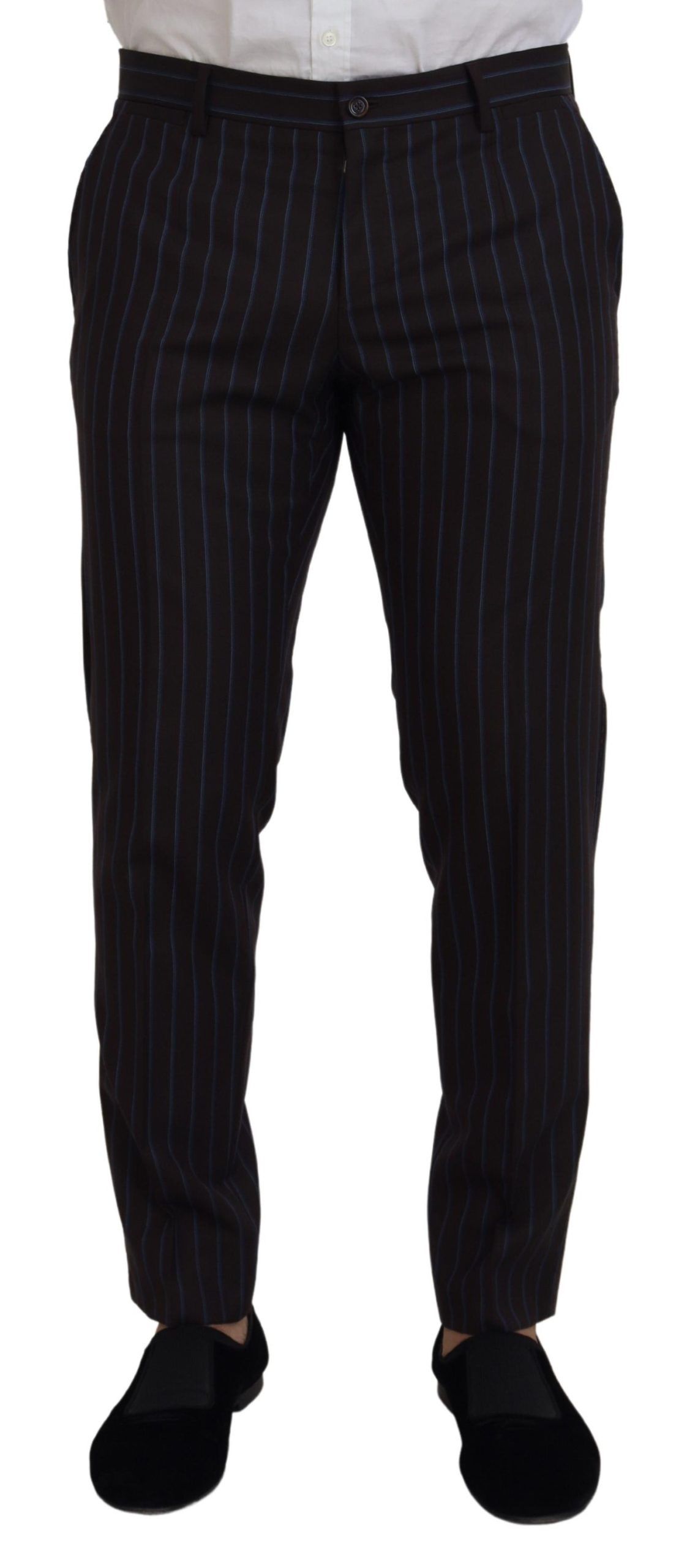 Dolce & Gabbana Black Striped Wool Formal 2 Piece Suit