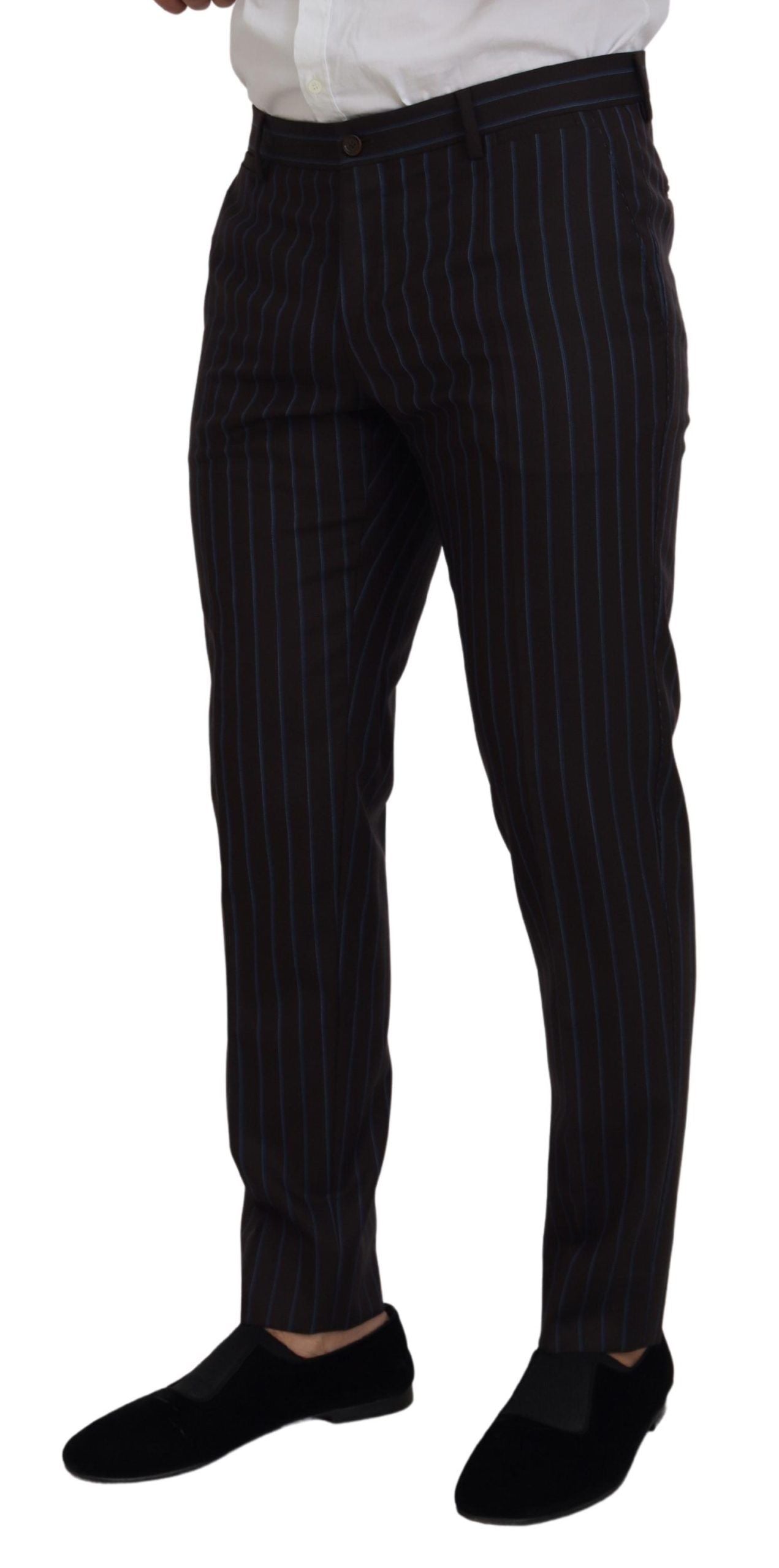 Dolce & Gabbana Black Striped Wool Formal 2 Piece Suit