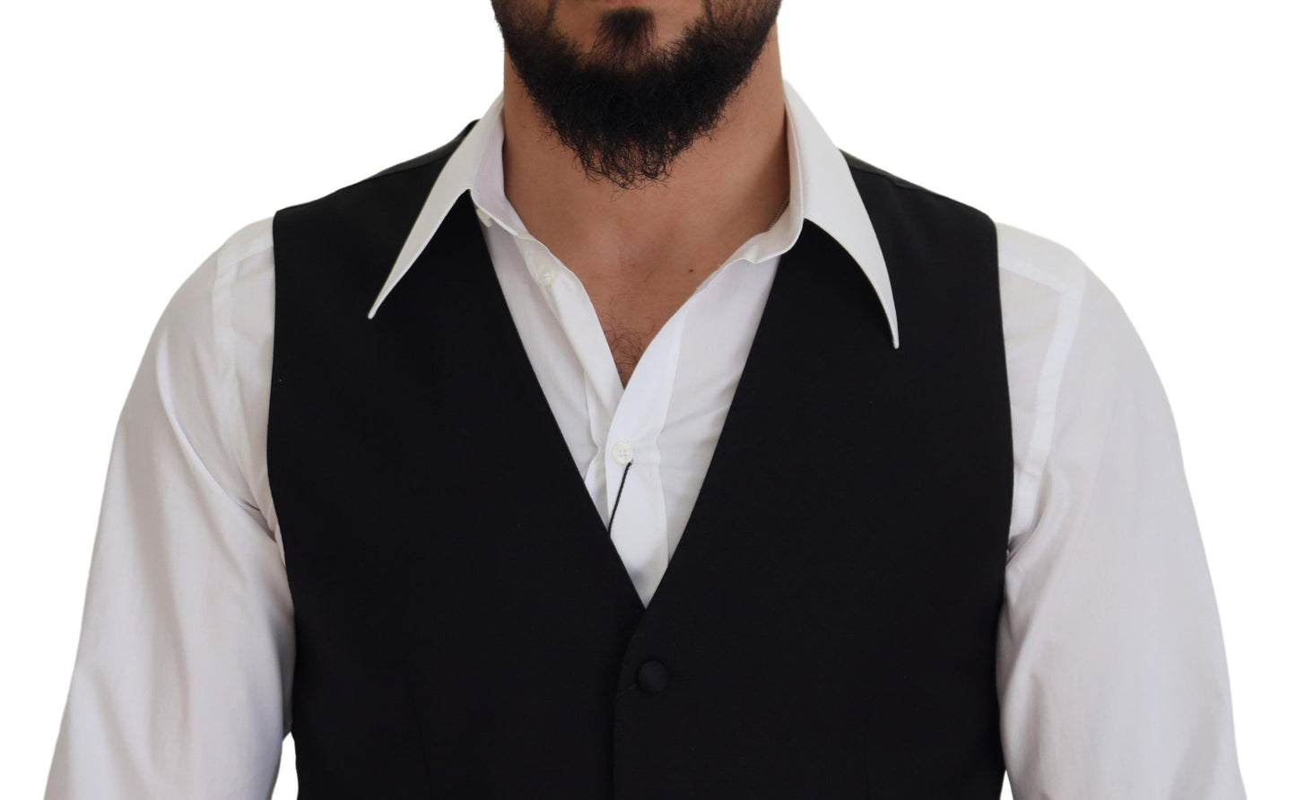 Dolce & Gabbana Black Virgin Wool Waistcoat Formal Dress Vest