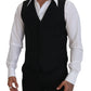 Dolce & Gabbana Black Virgin Wool Waistcoat Formal Dress Vest