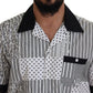 Dolce & Gabbana White Black Patterned Button Down Shirt