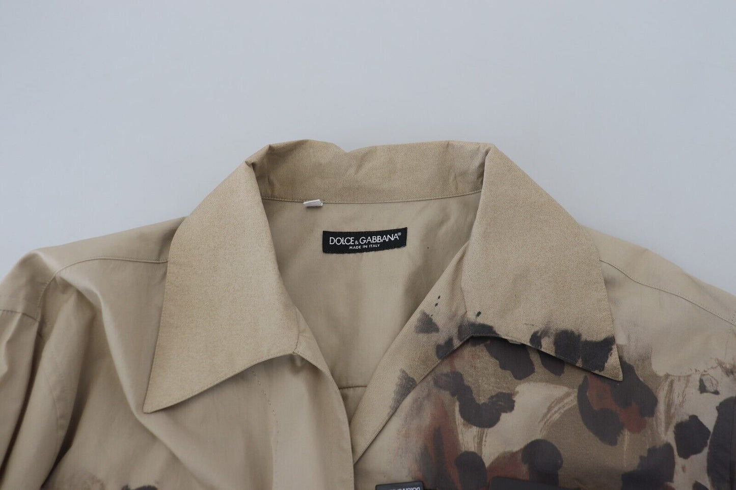 Dolce & Gabbana Beige Camouflage Cotton Long Sleeves Shirt