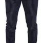 Dolce & Gabbana Blue Wool Striped Men Formal Trouser Pants