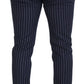 Dolce & Gabbana Blue Wool Striped Men Formal Trouser Pants