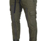 Dolce & Gabbana Green Striped Cargo Zipper Leg Men Trouser Pants