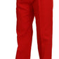 Dolce & Gabbana Red Straight Fit Men Trousers Cotton Pants