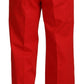 Dolce & Gabbana Red Straight Fit Men Trousers Cotton Pants