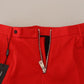 Dolce & Gabbana Red Straight Fit Men Trousers Cotton Pants