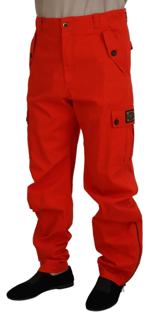 Dolce & Gabbana Red Cargo Men Trousers Cotton Pants