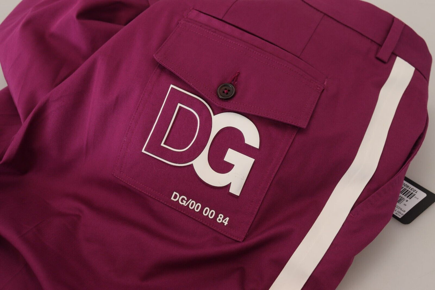 Dolce & Gabbana Magenta Cotton DG Logo Pocket Trouser Pants