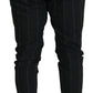 Dolce & Gabbana Black Striped Men Trousers Cotton Pants