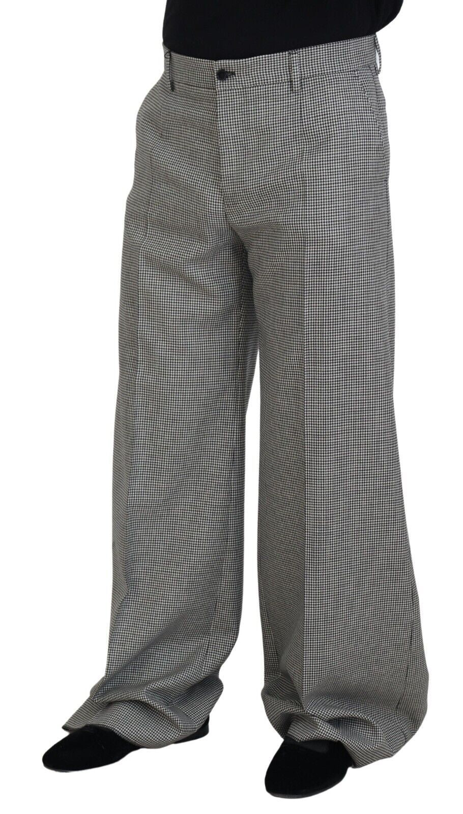 Dolce & Gabbana Black White Checked Men Wide Trouser Pants