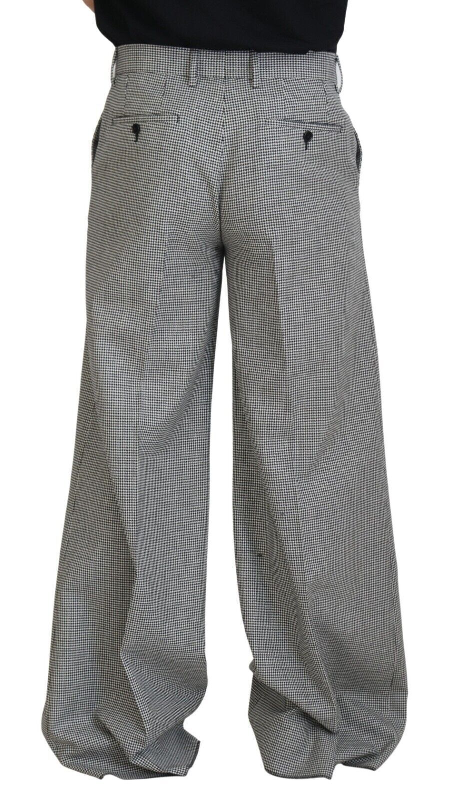 Dolce & Gabbana Black White Checked Men Wide Trouser Pants