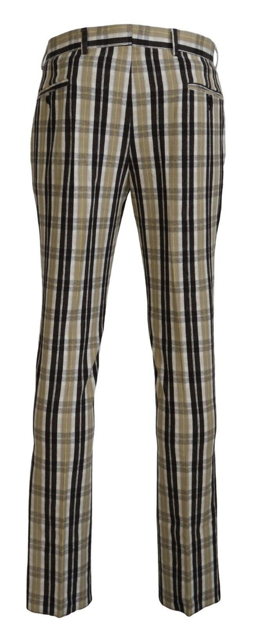 BENCIVENGA Multicolor Checkered Cotton Straight Fit Men Pants