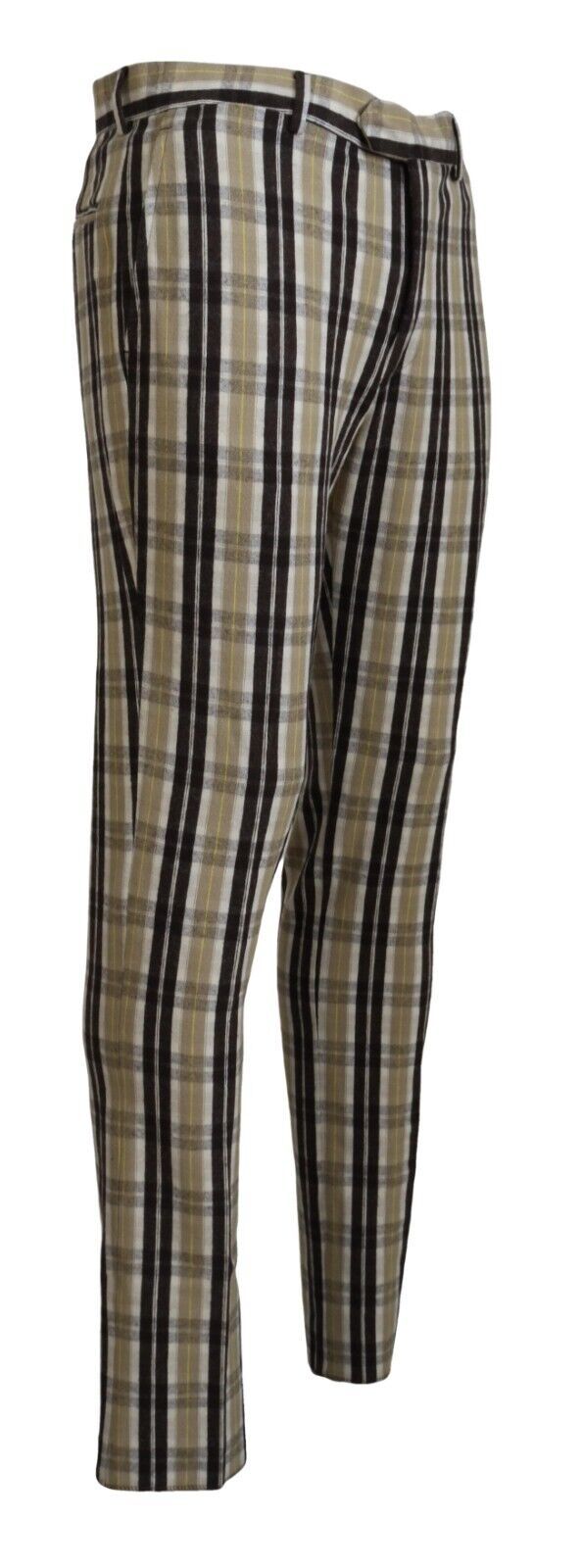 BENCIVENGA Multicolor Checkered Cotton Straight Fit Men Pants