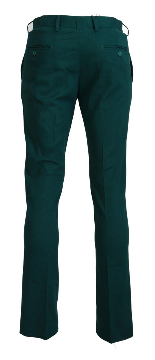 BENCIVENGA Green Straight Fit Men Formal Trousers Pants