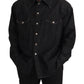 Dolce & Gabbana Gray Cotton Stretch Button Down Denim Shirt