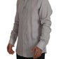 Dolce & Gabbana Gray Linen Long Sleeves Formal GOLD Shirt