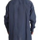 Dolce & Gabbana Dark Blue Linen Slim Fit Dress Formal Men Shirt