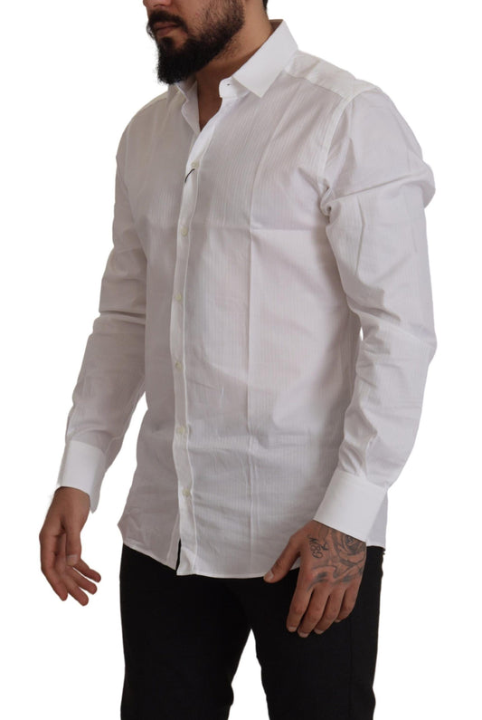 Dolce & Gabbana White Slim Fit Cotton Formal Dress Shirt