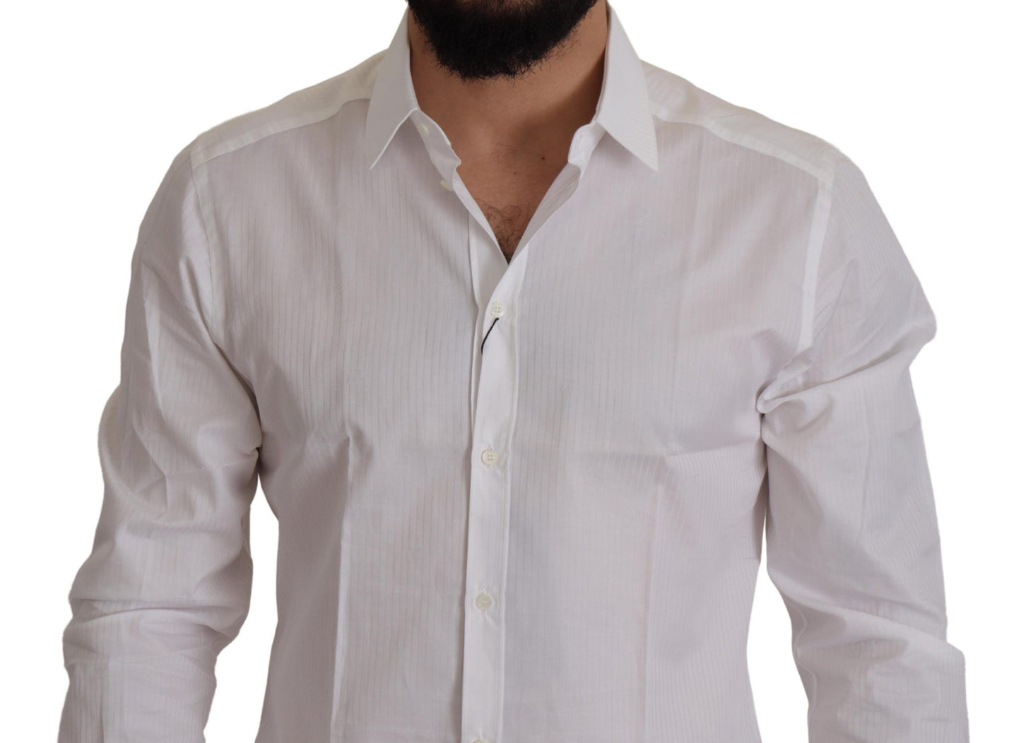 Dolce & Gabbana White Slim Fit Cotton Formal Dress Shirt