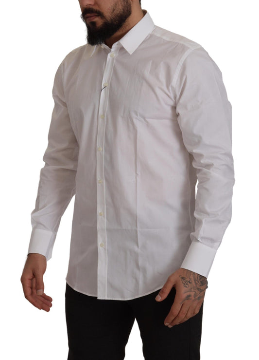 Dolce & Gabbana White Cotton Dress Formal MARTINI Shirt