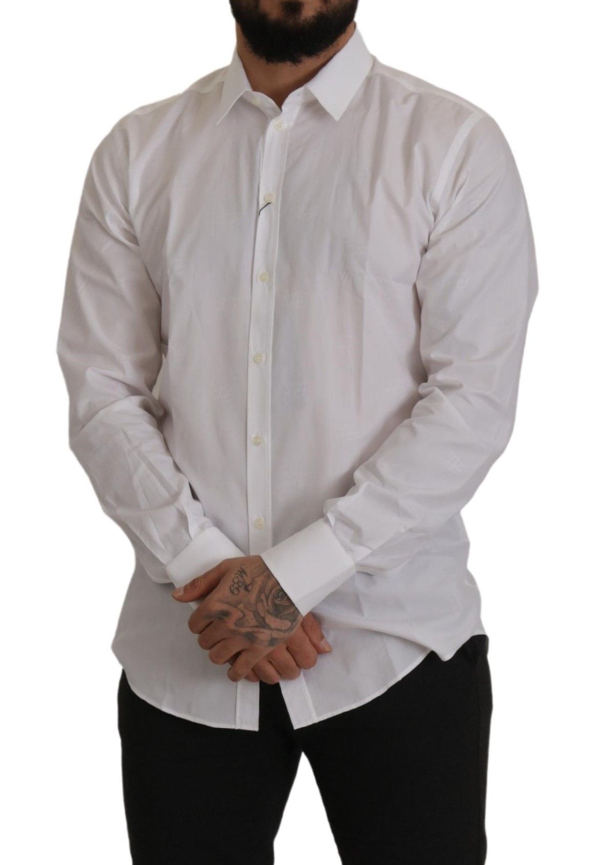 Dolce & Gabbana White Cotton Dress Formal MARTINI Shirt