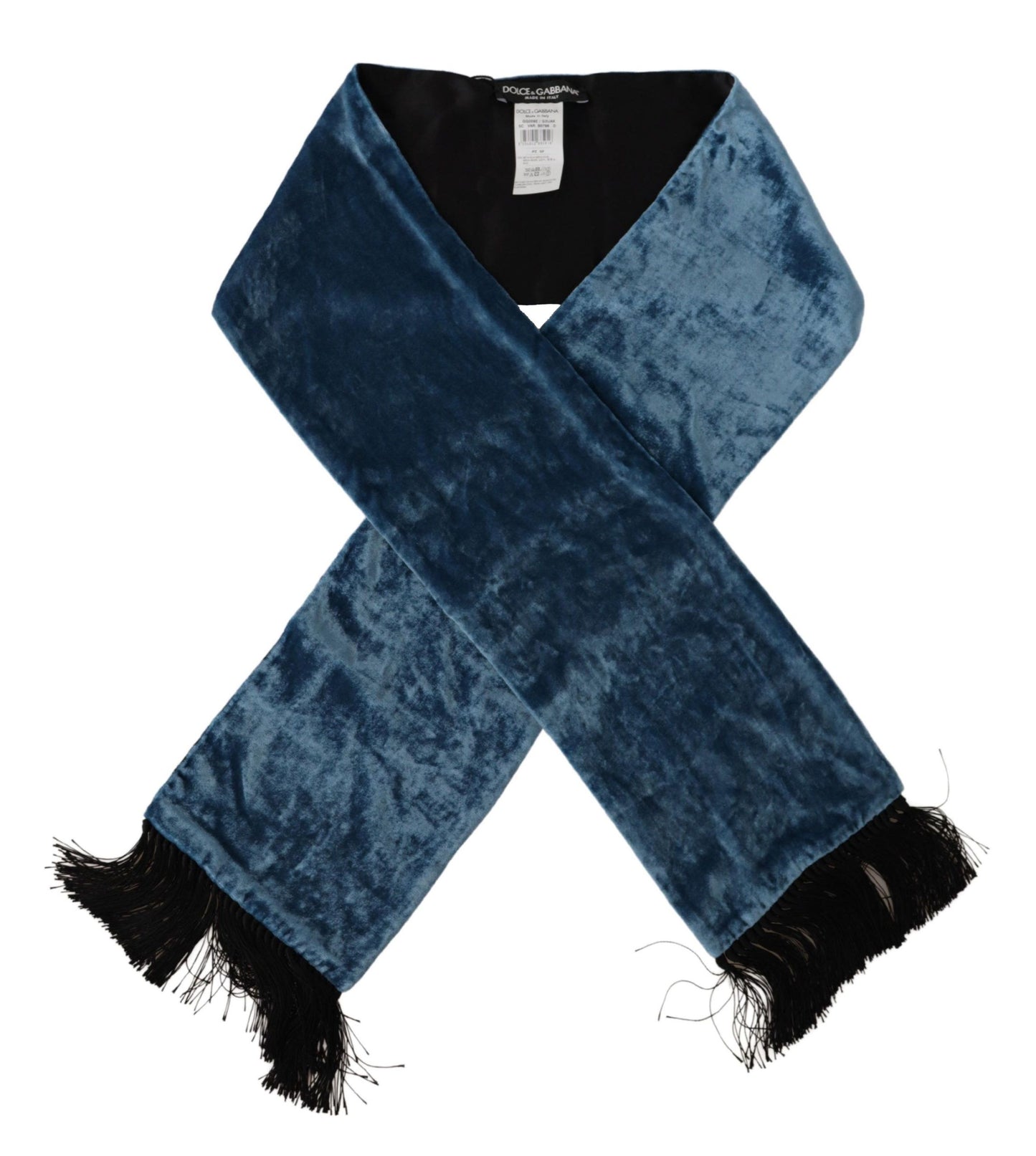 Dolce & Gabbana Blue Velvet Solid Neck Warmer Men's Shawl Scarf