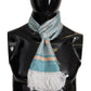 Dolce & Gabbana Blue Silk Shiny Shell-Print Neck Wrap Fringed Scarf