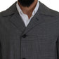 Dolce & Gabbana Gray Wool Plaid Long Trench Coat Jacket Trench Coat Jacket