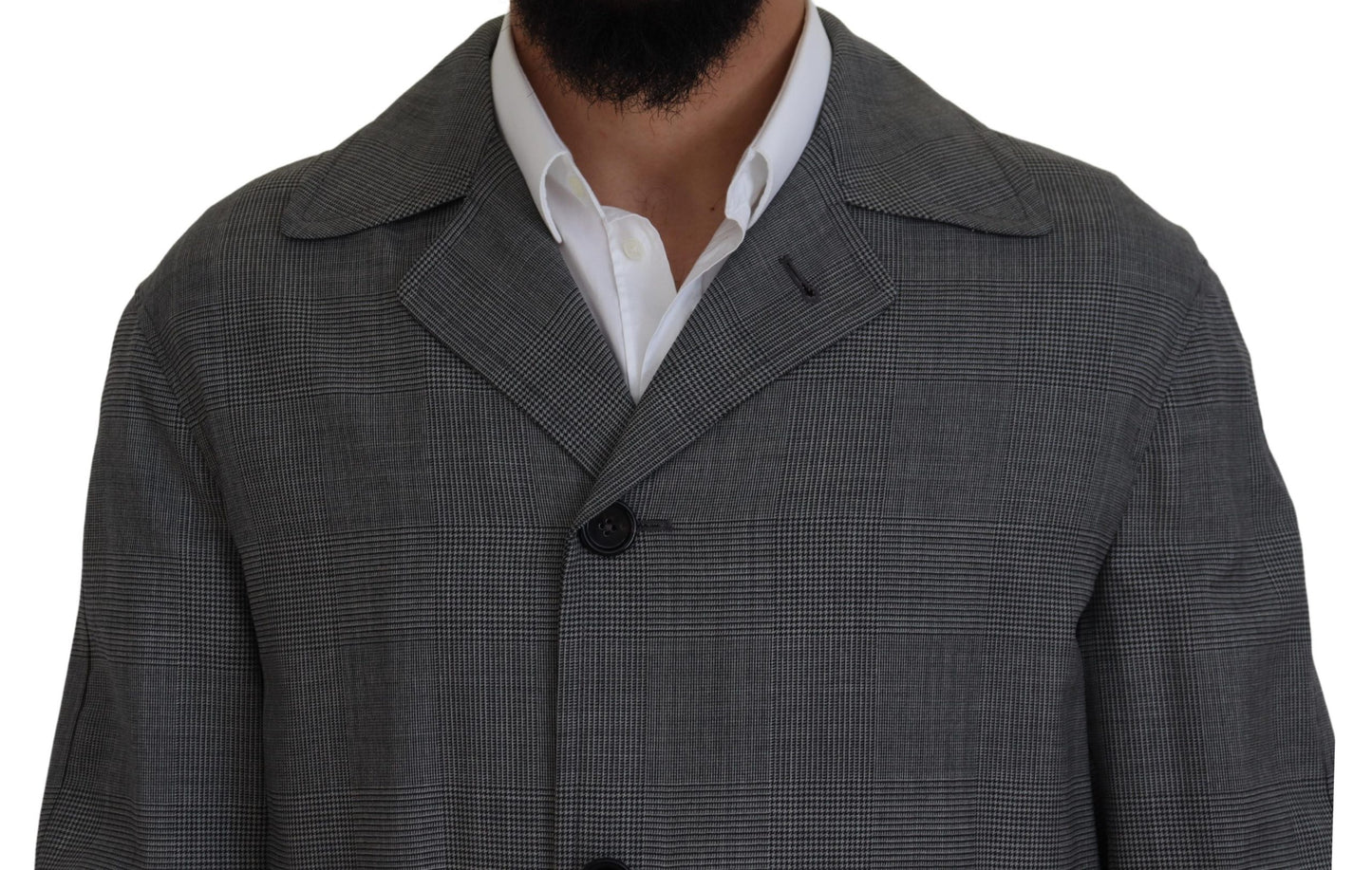 Dolce & Gabbana Gray Wool Plaid Long Trench Coat Jacket Trench Coat Jacket