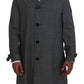 Dolce & Gabbana Gray Wool Plaid Long Trench Coat Jacket Trench Coat Jacket