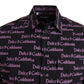 Dolce & Gabbana Black Purple Logo Slim Fit Shirt