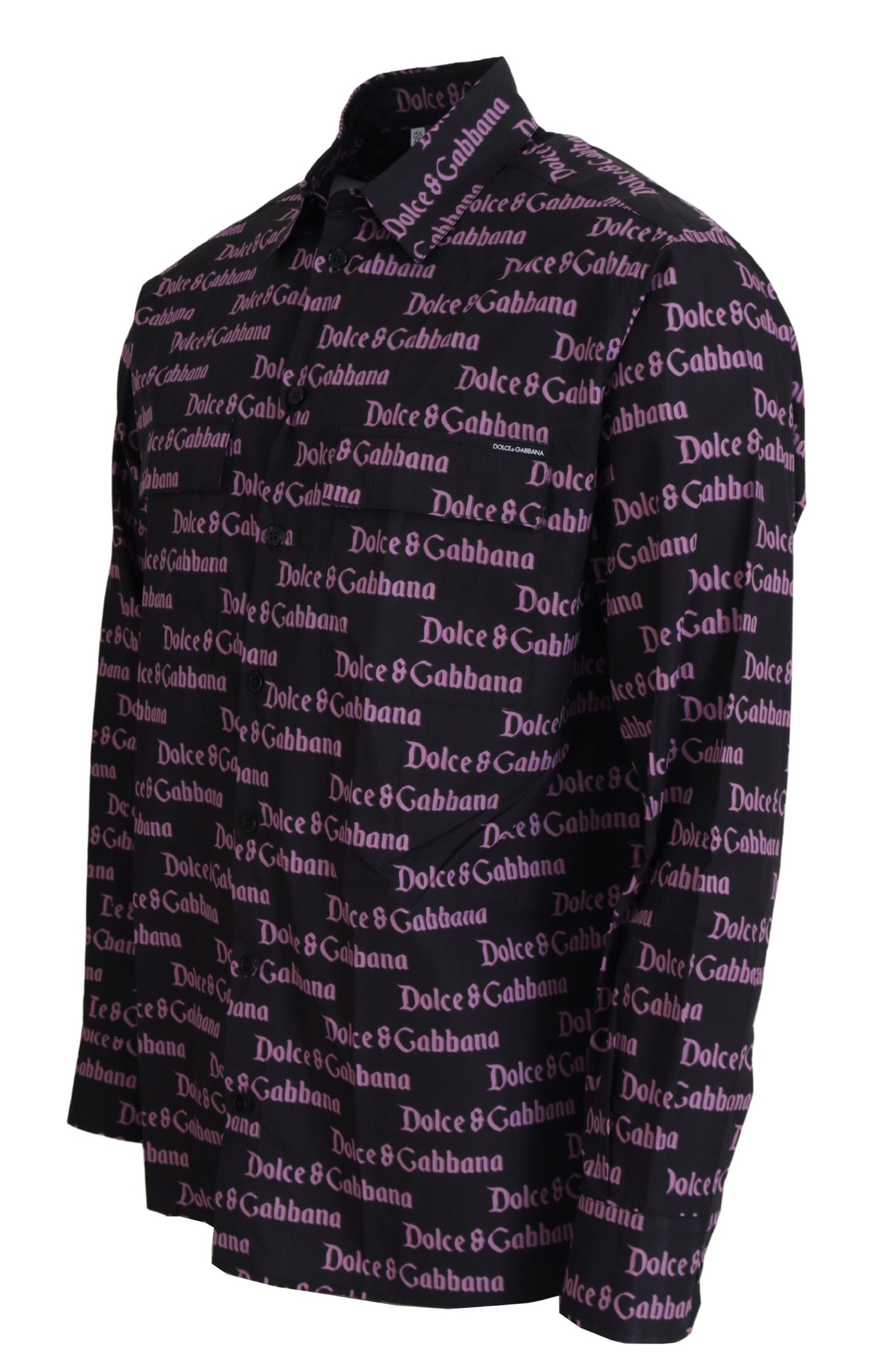 Dolce & Gabbana Black Purple Logo Slim Fit Shirt