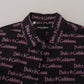 Dolce & Gabbana Black Purple Logo Slim Fit Shirt