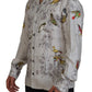 Dolce & Gabbana White Bird Print Silk Satin Casual Shirt