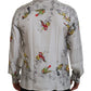 Dolce & Gabbana White Bird Print Silk Satin Casual Shirt