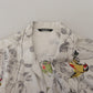 Dolce & Gabbana White Bird Print Silk Satin Casual Shirt