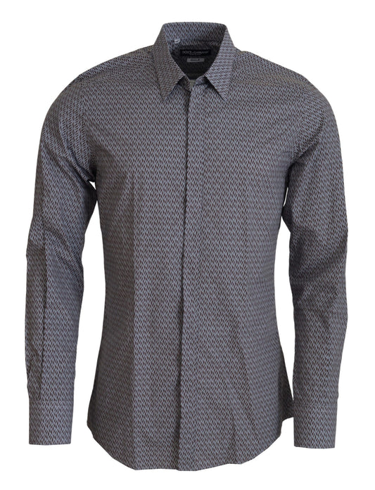 Dolce & Gabbana Gray Brown GOLD Slim Fit Shirt