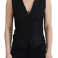 Dolce & Gabbana Black Brocade Button Down Sleeveless Vest Top