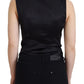 Dolce & Gabbana Black Brocade Button Down Sleeveless Vest Top