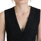 Dolce & Gabbana Black Brocade Button Down Sleeveless Vest Top