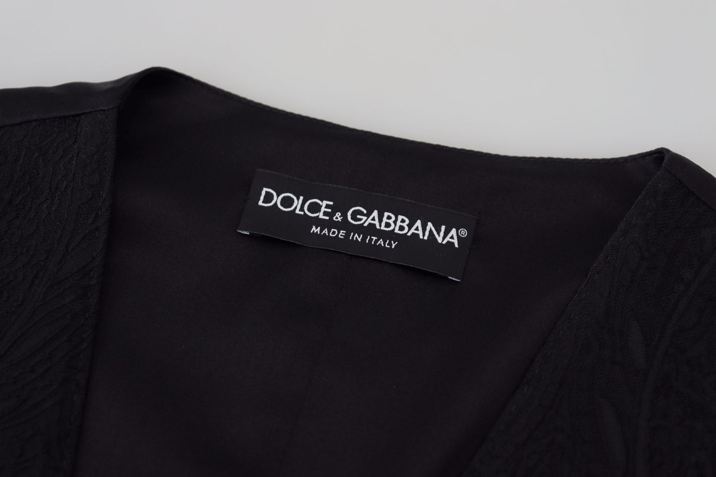 Dolce & Gabbana Black Brocade Button Down Sleeveless Vest Top