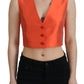 Dolce & Gabbana Orange Sleeveless Waistcoat Cropped Vest Top