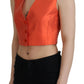 Dolce & Gabbana Orange Sleeveless Waistcoat Cropped Vest Top