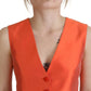 Dolce & Gabbana Orange Sleeveless Waistcoat Cropped Vest Top