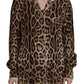 Dolce & Gabbana Elegant Silk Leopard Print Collared Top