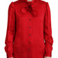 Dolce & Gabbana Red Ascot Collar Blouse