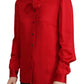 Dolce & Gabbana Red Ascot Collar Blouse